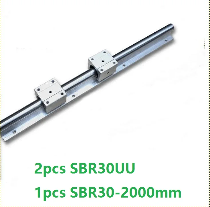 1pcs SBR30 -L 2000mm podporo železniškega linearni guide rail + 2pcs SBR30UU linearni bloki za CNC usmerjevalnik deli