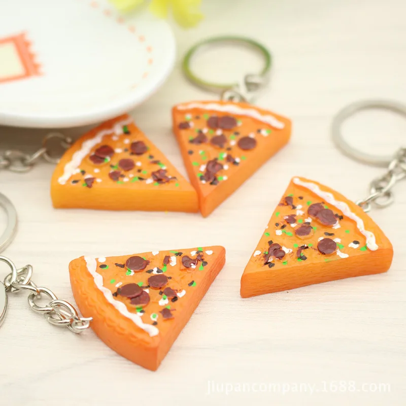 100 kozarcev/Veliko Novost Plastične Hrane Pizza Keychains Mini Pizza Oblikovan Keyrings Darila