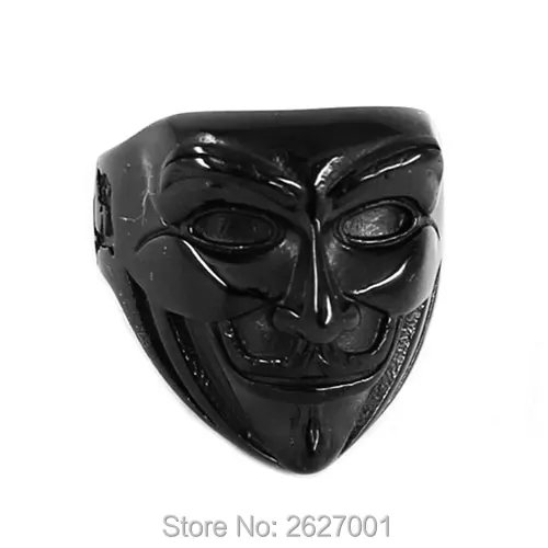 Debelo V for Vendetta V Masko Človek Biker Ring iz Nerjavečega Jekla Nakit Modni Črno Srebrne Barve Lobanje Biker Moški Prstan SWR0590