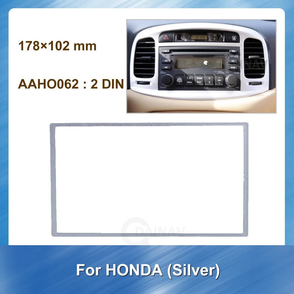 178 x 102mm Avto Radio Fascijo okvir Za Honda 2Din Srebro Dash mount kit napajalnik trim facia plošča okvir nadzorni plošči