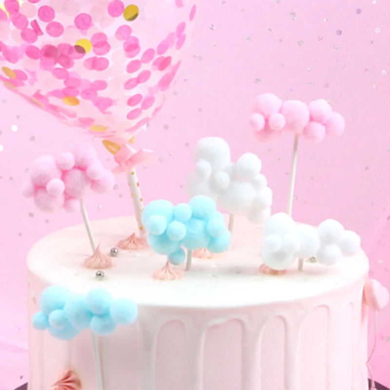 Rojstni dan Torta Decor svate, dekoracijo rekviziti 3D oblak Torto Ponaredek Cotton Candy pribor Mehko Brstenje Velik Oblak rekviziti