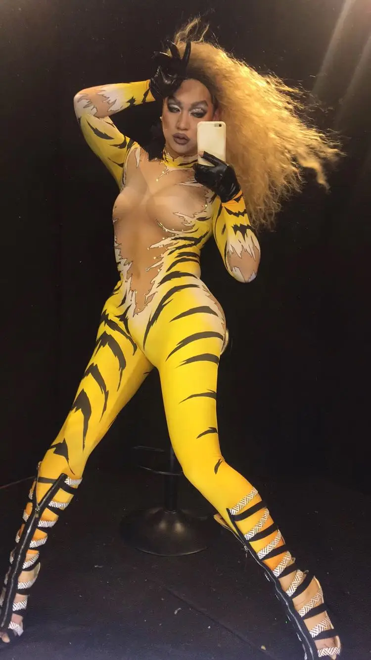 2020 Ženske Novo Tiger Crossocheilus Stretch Hlače Super Seksi Suh Jumpsuit Ženska Stranka, Ki Kažejo Uspešnost Stranka Praznovanje