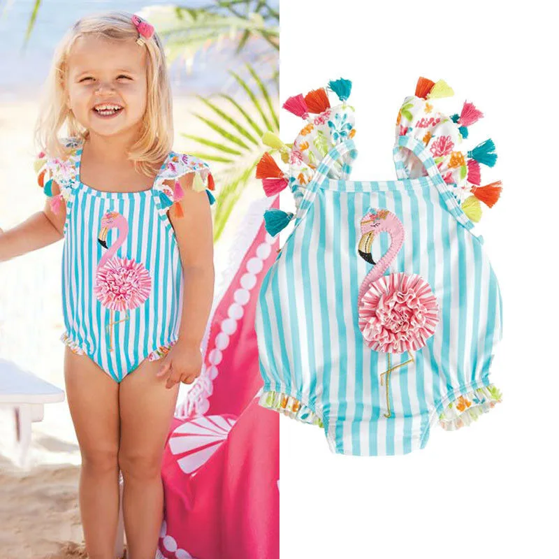 PUDCOCO Moda Malčka Otroci Baby Dekleta Flamingo Bikini Kopalke, Kopalke, Kopalne Plažo 0-5T