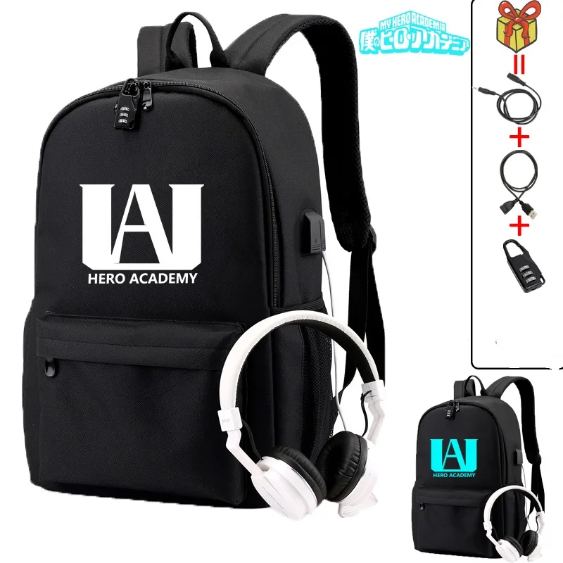 Moj Junak Univerzami Nahrbtniki Svetlobna USB Polnjenje Anime Šolske Torbe Za najstnice Anti Theft Nepremočljiva torba
