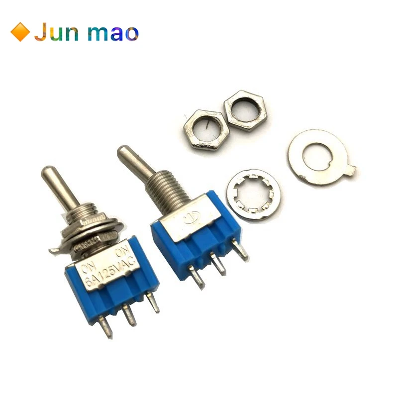 10pc/VELIKO Modro Mini MTS-102 3-Pin SPDT NA-NA 6A 125VAC Miniaturni Preklop Stikala Tresenje Glave Rocker Switch