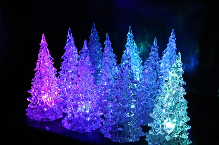 100 KOZARCEV Božično Drevo Akrilna Crystal Mini Spreminjanje LED Nočna Lučka Lučka za Dekoracijo Otroci Igrače Otrok Darilo Trgovini na Polje Ustvarjalne