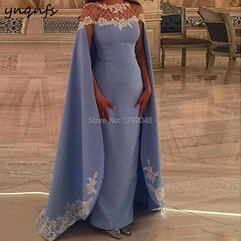 YNQNFS M16 Cape Plašč tam kaftan Haljo Soiree Dubaj arabski Večerne Ženske Elegantne Formalna Obleka za Mati od Nevesto Obleke