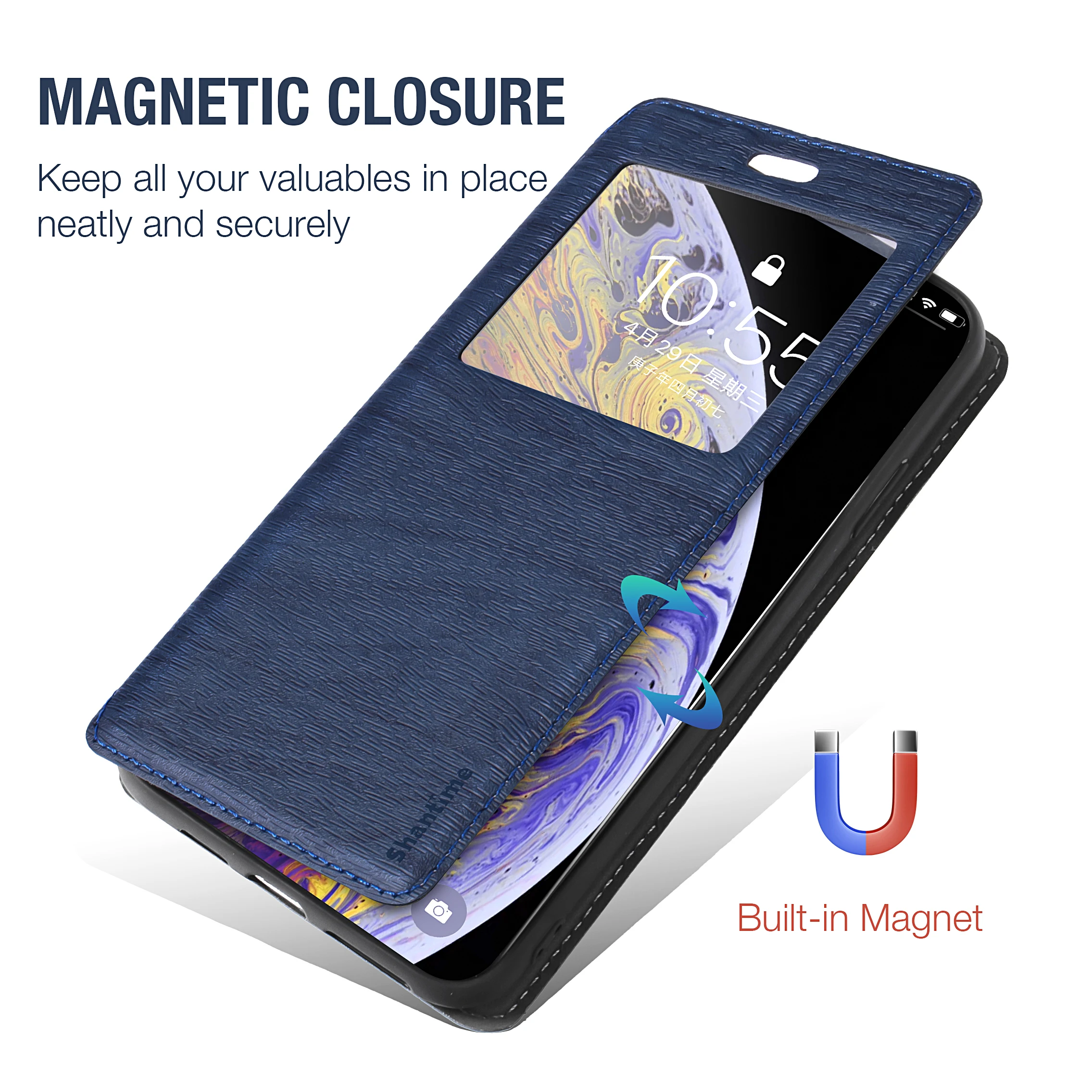 Za Huawei Mate 30 Primeru Za Huawei Mate 30 5G Pogled Pokrov Okna Nevidnega Magneta in Kartico v Režo za Stojalo