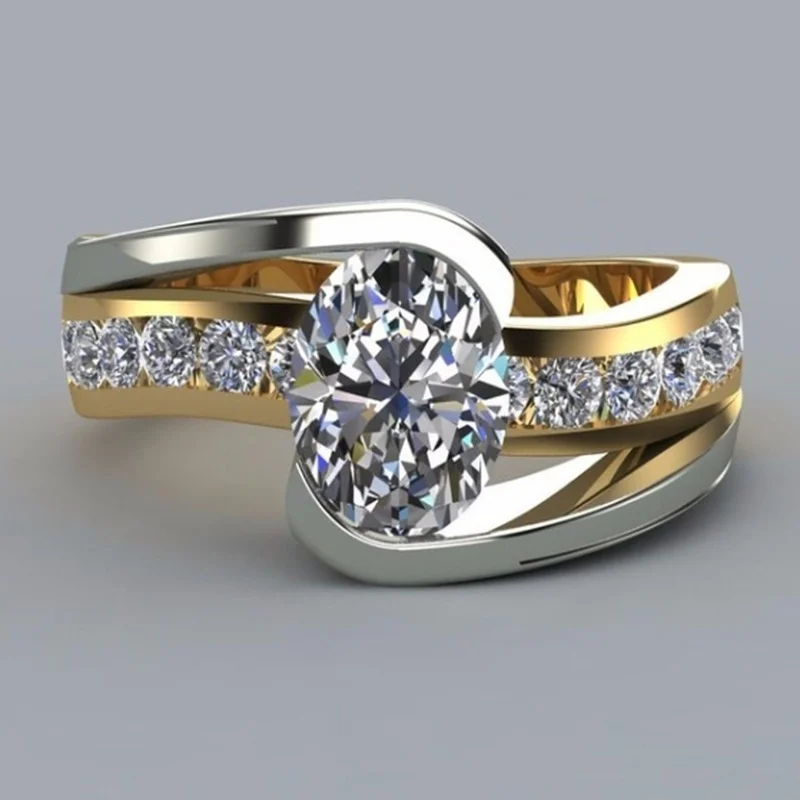 Ženska moda in ženske klasičnih vrhunsko razkošje zlati cirkon poročni nakit, maturantski nakit prstan holiday gift debelo