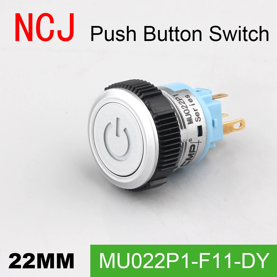 NCJ 22 mm PC Pritisni Gumb Preklopi IP67 Ohraniti Nadomestnih & Kratkotrajno pritisni gumb stikalo z LED svetilko, 5A