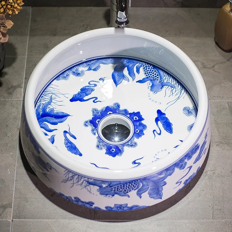 Kitajski slog umivalnik fine keramike, kopalnica, umivalnik, kopalnica, umivalnik keramični umivalnik