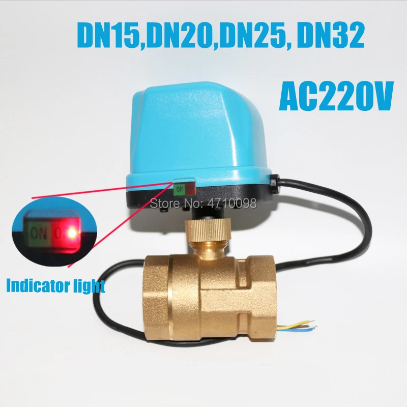 DN15 DN20 DN25 DN32 AC220V 2 način Električni krogelni Ventil z električnim pogonom, Medenina Motorizirani Kroglični Ventil z lučka