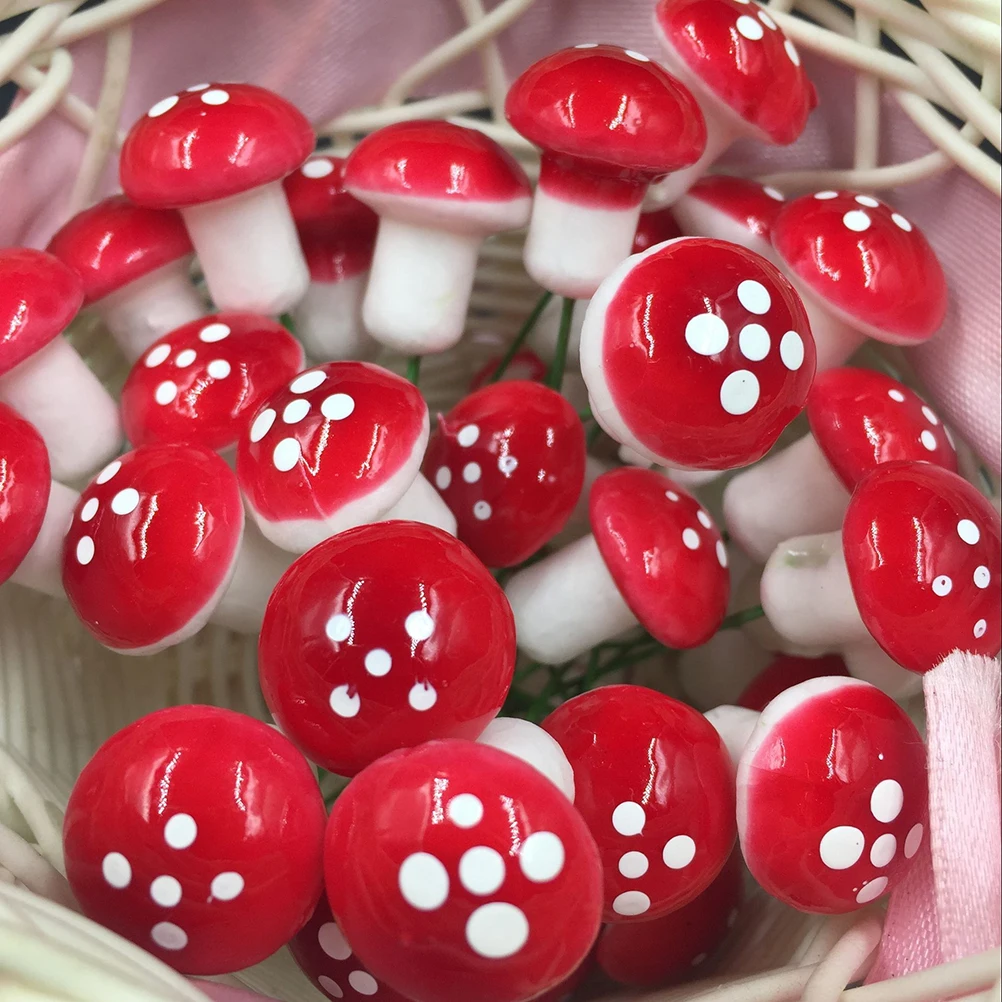 10pc Srčkan Mini Rdeče Mushroom Vrt Ornament Miniaturni Lončki Pravljice DIY Lutke Mikro Gob Miniature Vrtni Okras