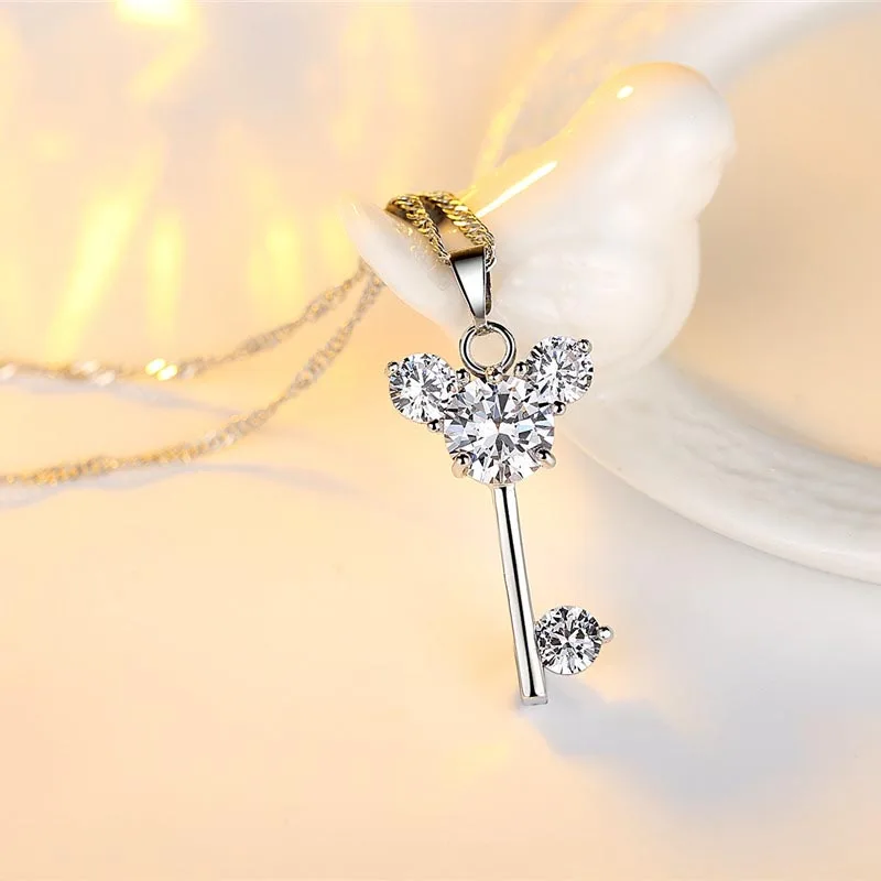 Moda AAA CZ cirkon ključ obesek ogrlica Ljubezni Tipke za dekleta, Ženske Jewelryt valentinov darilo