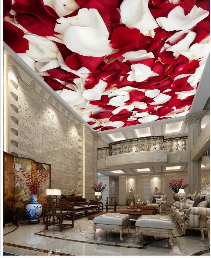 3D fantasy zgornje meje Romantično rose strop dnevne sobe, Restavracija strop steno slikarstvo stensko ploščo