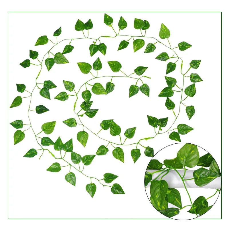 2M Dolgo Umetne Rastline Zeleni Bršljan Listje Umetno Vinske Trte Ponaredek Parthenocissus Listje odide od Doma Poročno Dekoracijo Bar
