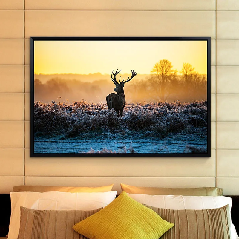 Novo Platno Umetnosti HD Elk Sunset Luči moda Jelena Platno Slikarske Dekoracije Za Dom Wall Art Natisne Platno