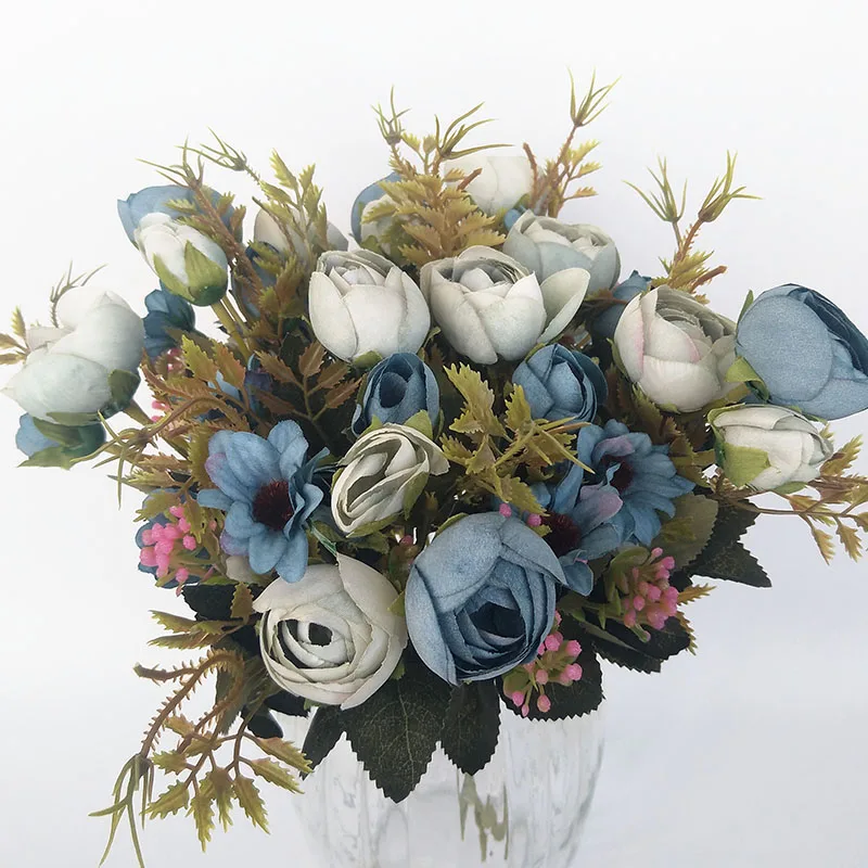 Ameriški državi letnik poročni dekoracijo, umetno cvetje svile cvet pearl bracts šopek 5 barvnih kaset cvetje