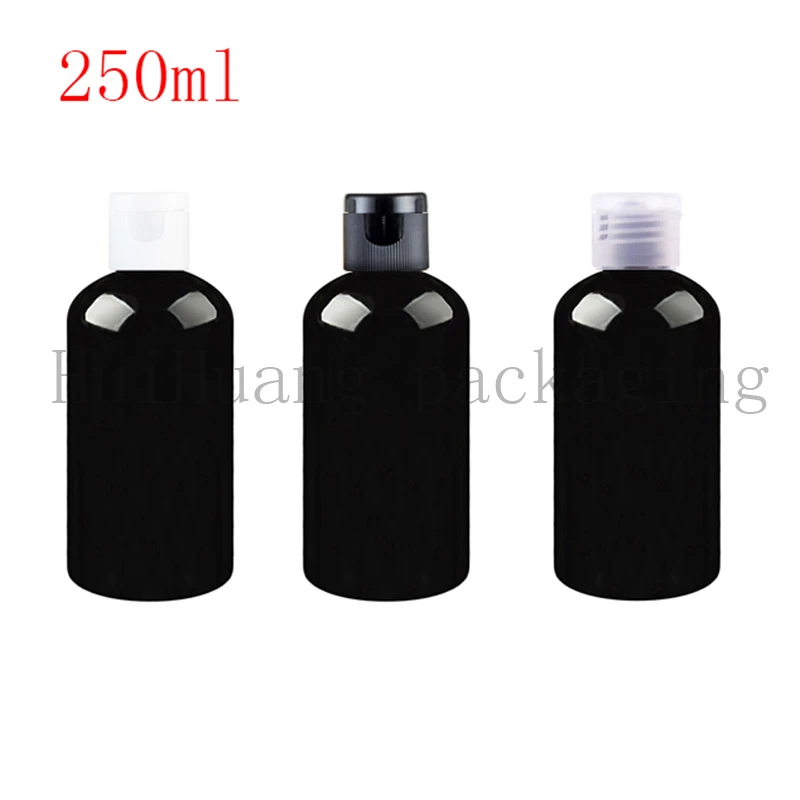 30pcs/veliko 250ml črne Plastične Kozmetične Prazno Steklenico z Flip Skp Eterično Olje, Smetana 250cc Embalaža Steklenice, Posodo