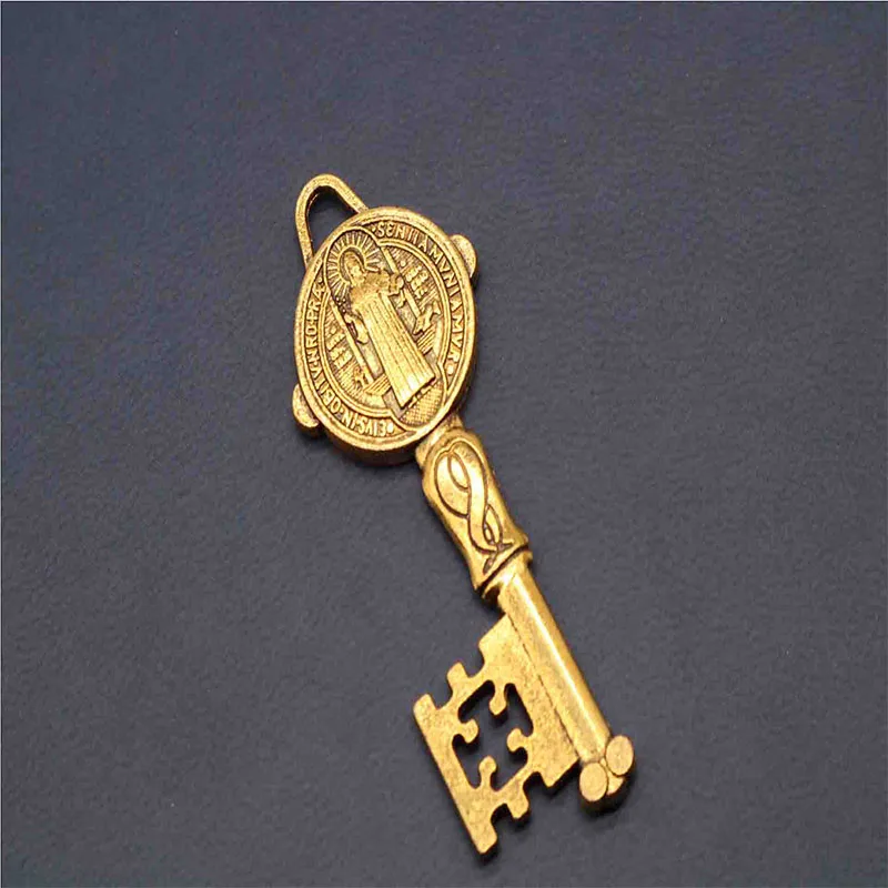 St. Benedikt Exorcism Medaljo Katoliški Križ Ključnih Čar Jezus Mir Ikono Zlitine Ročno izdelan Nakit DIY
