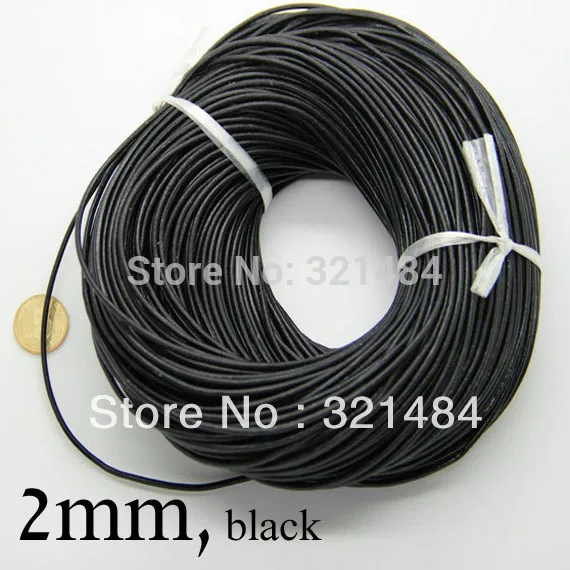 Črna 100m guniune pravi okroglo usnje kabel 2 mm usnje strune vrvi