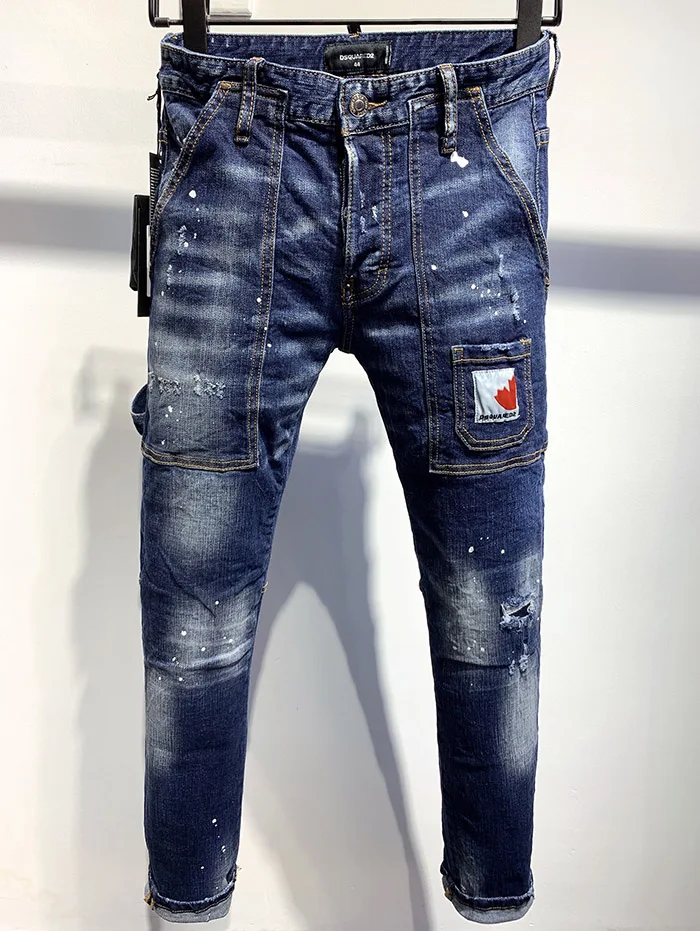 2021 Nove jeans hlače vrh kakovosti Moških Slim kavbojke traper hlače Svinčnik modre Hlače jeans za moške Preprosto udobno