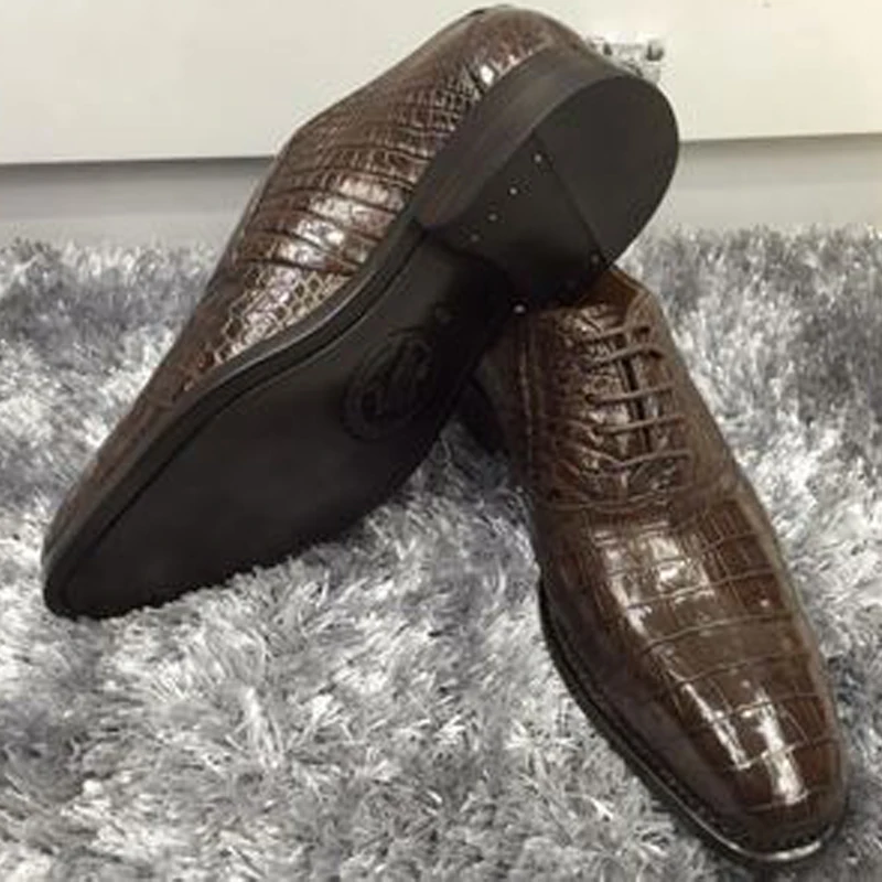 Shenzhen dae krokodil čevlji moški obleko, čevlji Ročno izdelani čevlji čipke-up Priložnostne čevlji moški usnjeni čevlji gume, ki je edini moški podplati