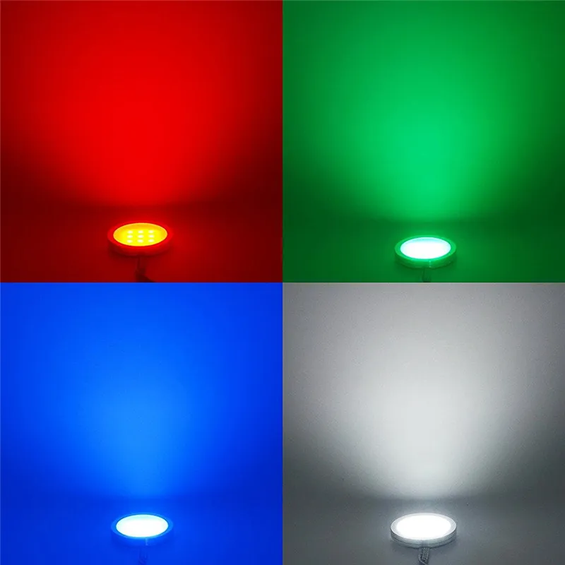 RGB Pod Kabinet Downlight, LED Osvetlitev Bar Policah Kuhinja Pozornosti Svetilka 12V 16 Barvah Z Daljinskim+Adapter 6pcs/Set ONDENN