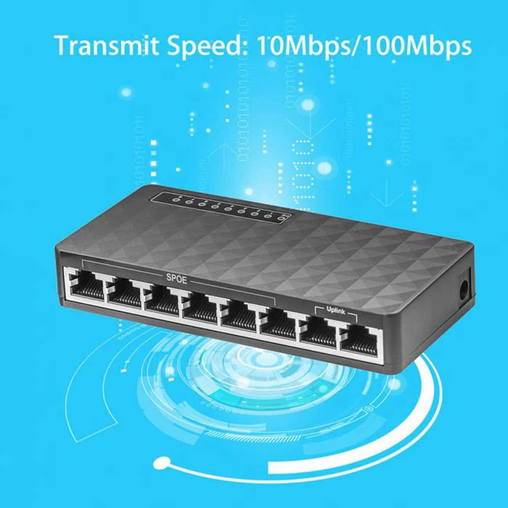 10/100 Mb / s 8 Port Hitro Namizno Ethernet LAN RJ45 Omrežno Zvezdišče, Stikalo vmesnik Za PC Tablet