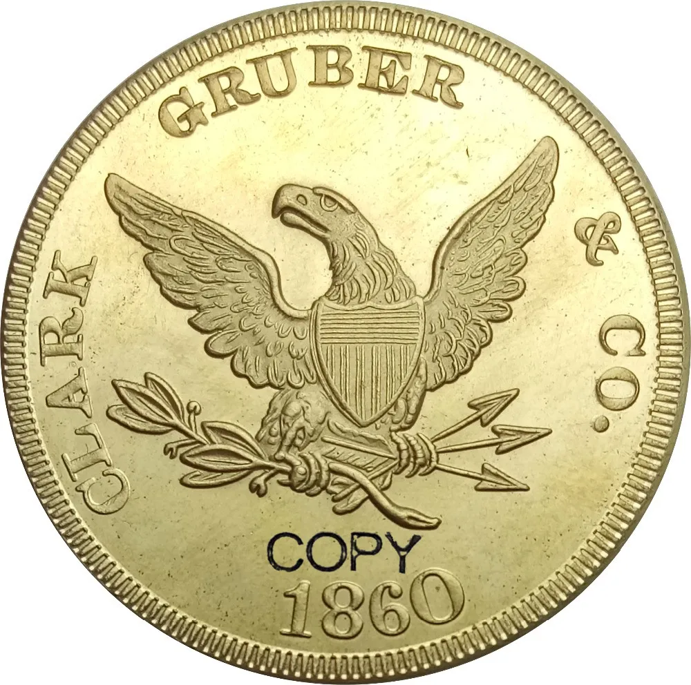 Združene države Amerike 1860 Clark Gruber & Company $20 Dvajset Dolarjev Medenina Kopijo Kovancev