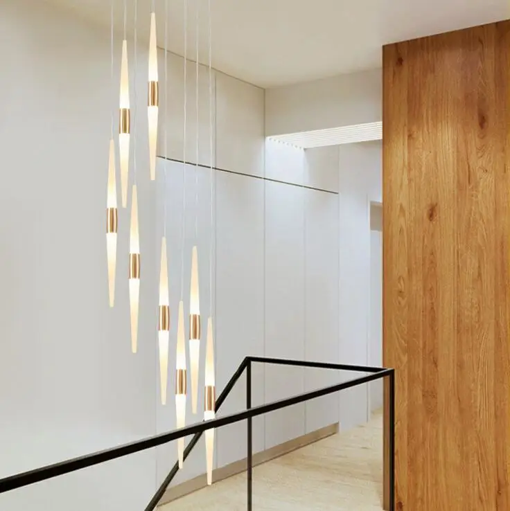 Stopnišče lestenci dolg lestenec sodoben minimalističen, jedilnica dnevna soba osebnost ustvarjalni modni obračanje vila lučka