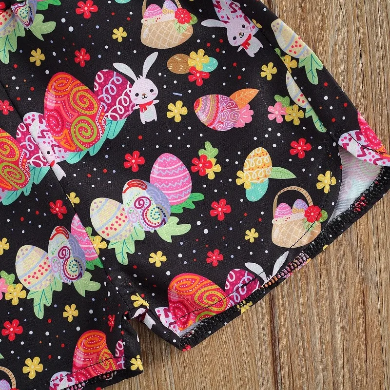 2021 Moda Baby Dekleta Velikonočni Obleko Poletje Sladko Slog Pismo brez Rokavov Suspender Vrh + Zajček Cvjetnim Tiskanje Hlače 1-5T