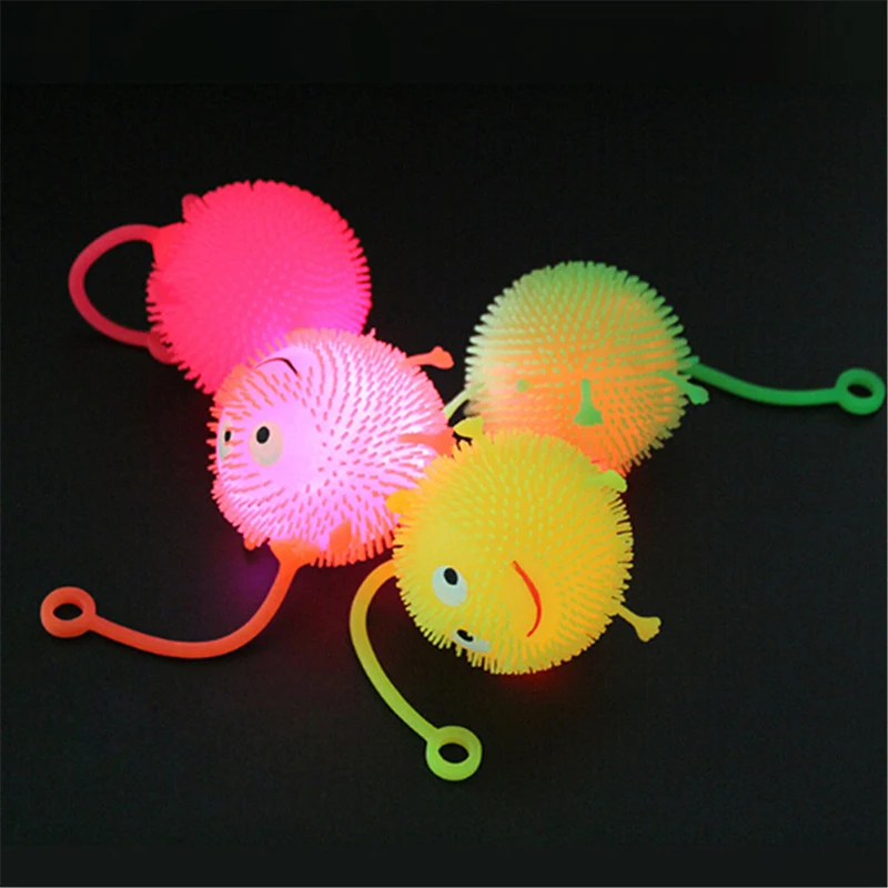Barvita LED sveti Sijočo Dlako Flash Žogo Baby Elastičnost Igrače Darila Otroke Stisnite Anti Stres Igrače Naključno