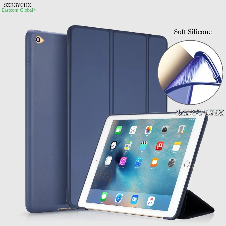 SZEHYCHX Cover Za iPad Zraka 2 Silikona Mehko Nazaj Slim Pu Usnje Smart Stant Primeru Za apple iPad 6 Masivno Stojalo Auto Sleep/ Wake