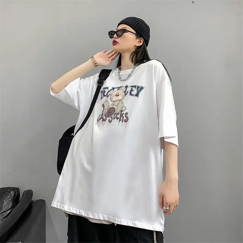 2020 Najnovejše Poletje Ženske T-shirt bombaža:- - ki vsebujejo medved Risanka O-vratu Priložnostne Dekle Vrhovi korejski Moda Svoboden Kratek Rokav