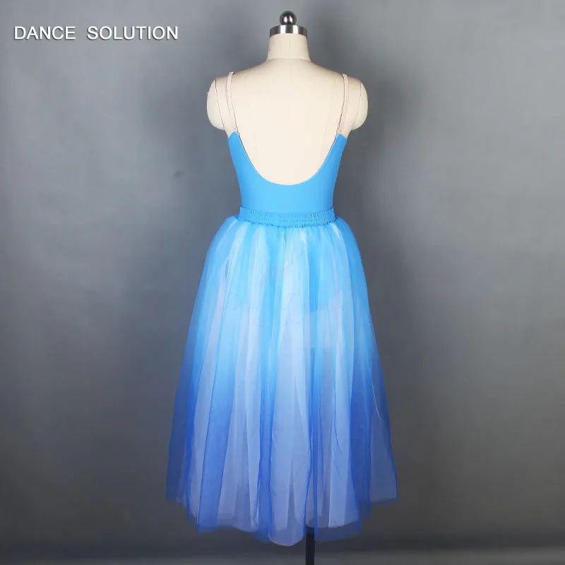 2 v 1 Modra Ombre Odraslih dekleta balet ples tutu kostum nastavite camisole leotard in dolgo balet tutu krilo ženske balet tutus 15553