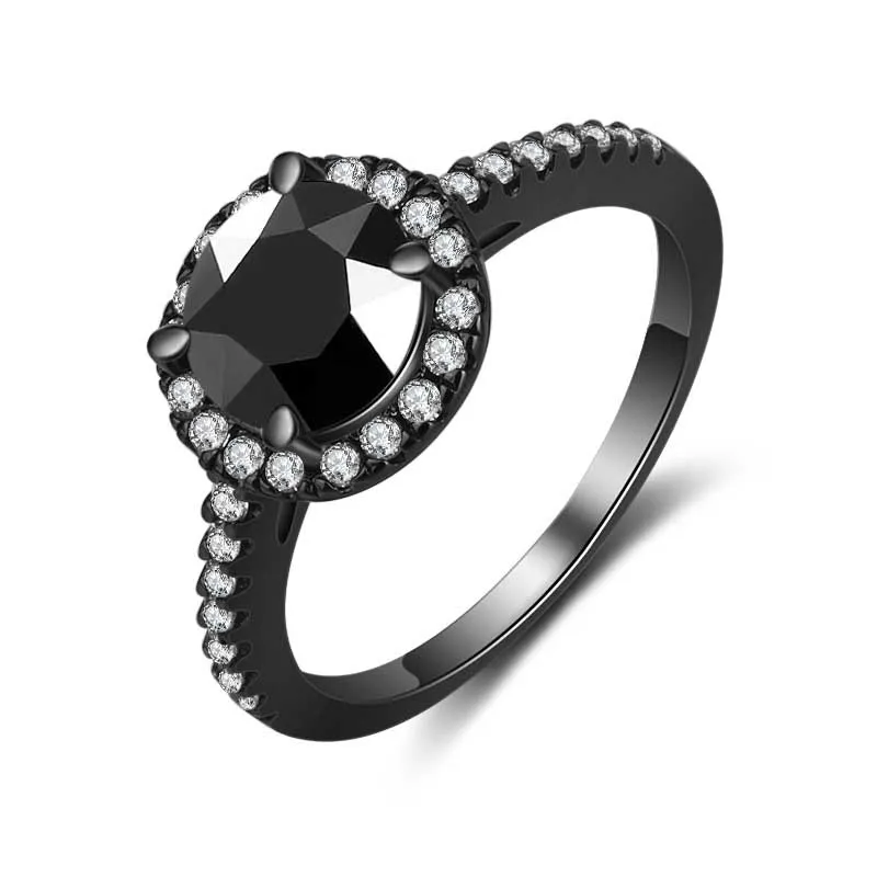 Hainon Moda Kubičnih Cirkonij Obroči za Ženske Black Crystal Ring z Belimi Kamni Žensk Posla Nakit Dekle Darila