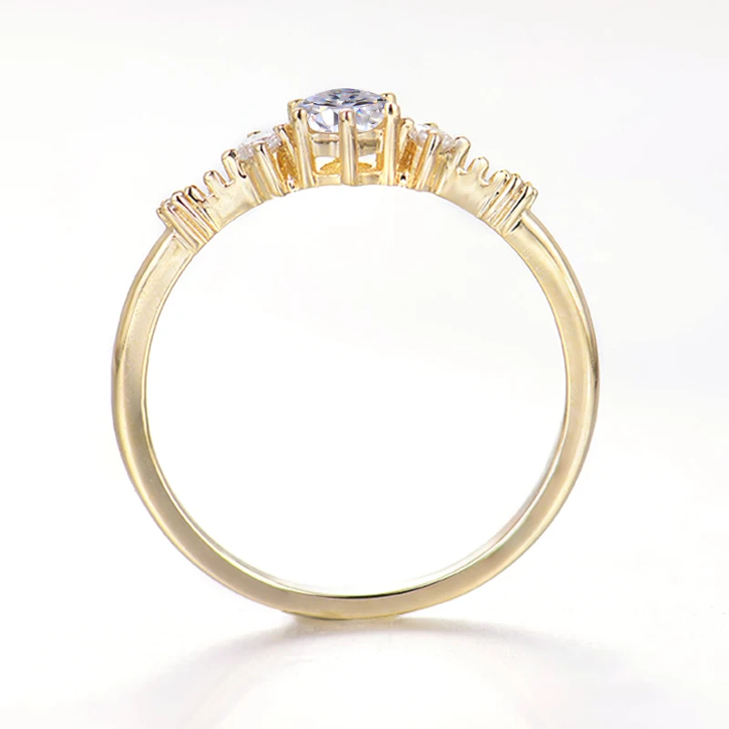 SKM Klasično rumeno zlato 14k diamant obroči za ženske Angažiranosti poročni prstani oblikovalec Razkošje Fine Nakit