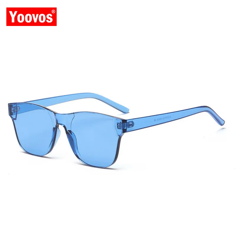 Yoovos 2021 Candy Barve sončna Očala Ženske Visoke Kakovosti Rimless Enega kosa sončna Očala Modis Pregleden Ulica Premagal Okulary