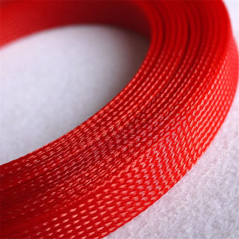 Rdeče - Visoko kakovostno 18 mm Pleteni PET Razširljiv Cevi, Visoko Gostoto Oplaščenje Pleteni Kabel 1M Rokavi