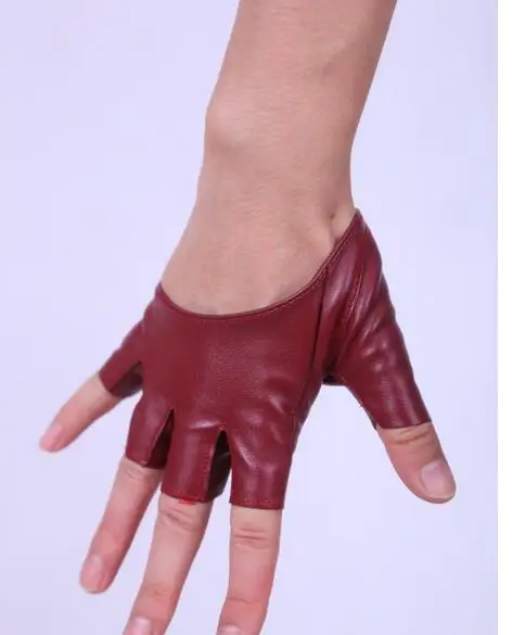 50pairs/veliko, fedex, hitro evropski stil ženska saten pol prst rokavice pu usnje ples rokavice