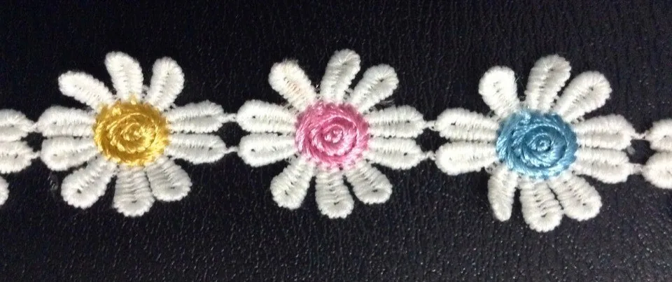 2.8 cm lepe colorfully barvane preje za vezenje daisy cvet čipke trim, XERY0926A