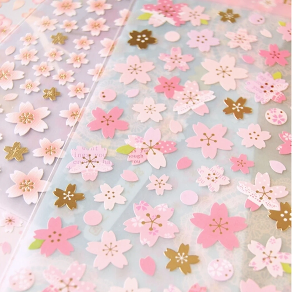 1 List Japonskem Slogu Sakura Orientalski Češnjev Cvet Dnevnik Deco Scrapbooking PVC Materiala Maskiranje Nalepke Nalepke, Tiskovine