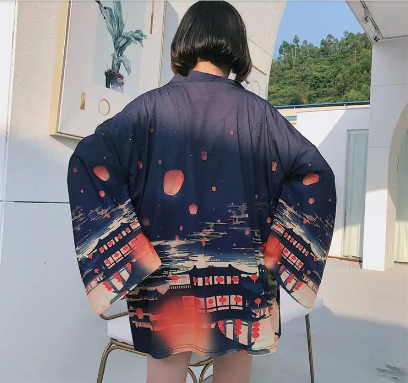 2019 Poletje Novo Srajco Japonskem Slogu Harajuku Tiskanja Kimono Svoboden, Womens Vrhovi In Bluze Plus velikost