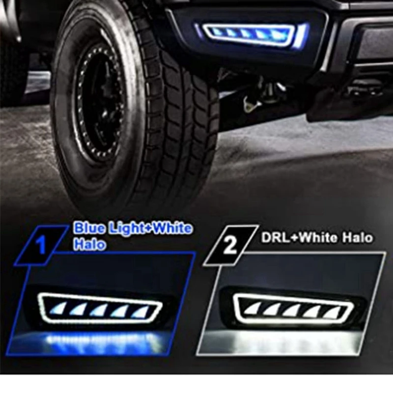 1 Sklop Megla z Modro/Bela LED Dnevnih Luči Rumena Neprekinjeno Obračajte Signal za Ford F150 Raptor