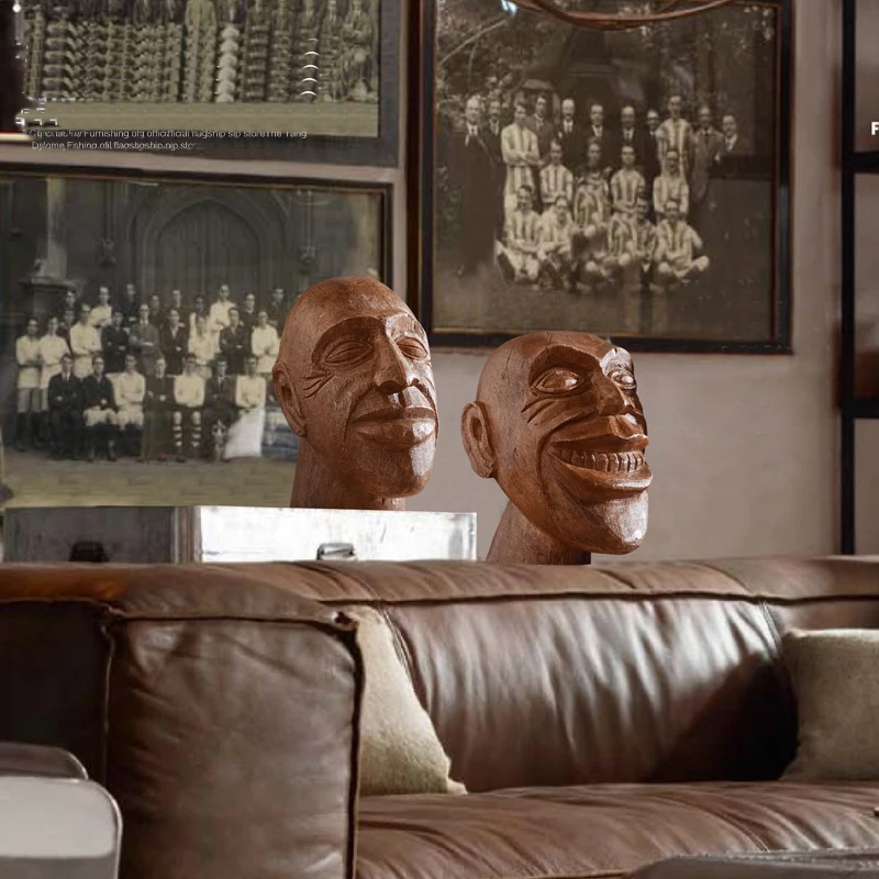 Vodja človek Smešno, edinstveno kiparstvo Ustvarjalnih Ljudi obraz izraz retro stil dekoracijo doma