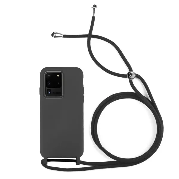 Funda silicona suave Samsung Galaxy A51 4G + Cordón Negro - Gel Tpu Cuerda colgar