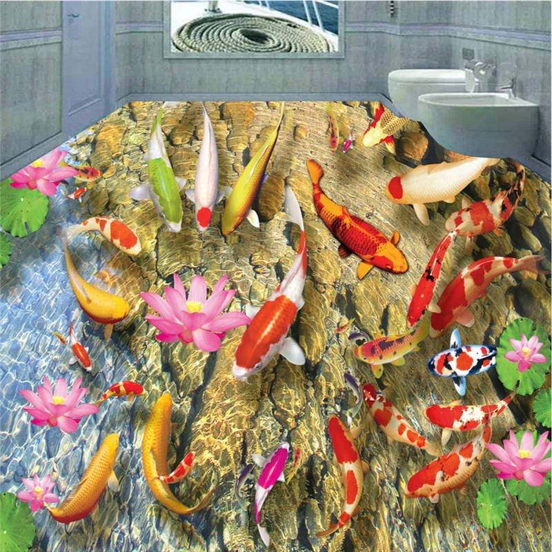 Beibehang po Meri velikih podov lepe ribe igra lotus 3D dnevna soba, spalnica zgosti tla fototapeten 3d natur ozadje