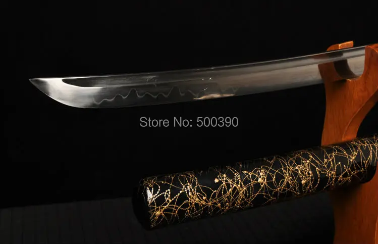 Celotno Tang T 10 Jekla Japonski Samuraj Katana Praktično Meč Oster Nož Pripravljen za Boj Usnjeni Plašč