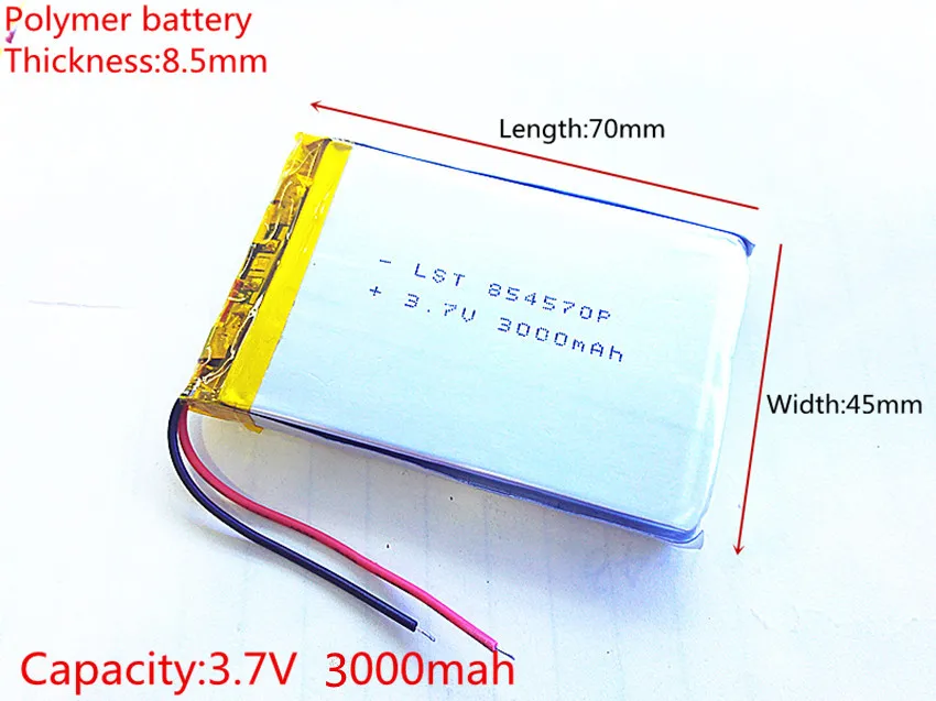 Brezplačna dostava 854570 3,7 V litij-polimer baterija 3000 mah DIY mobilni sili moč polnjenje baterije zaklad